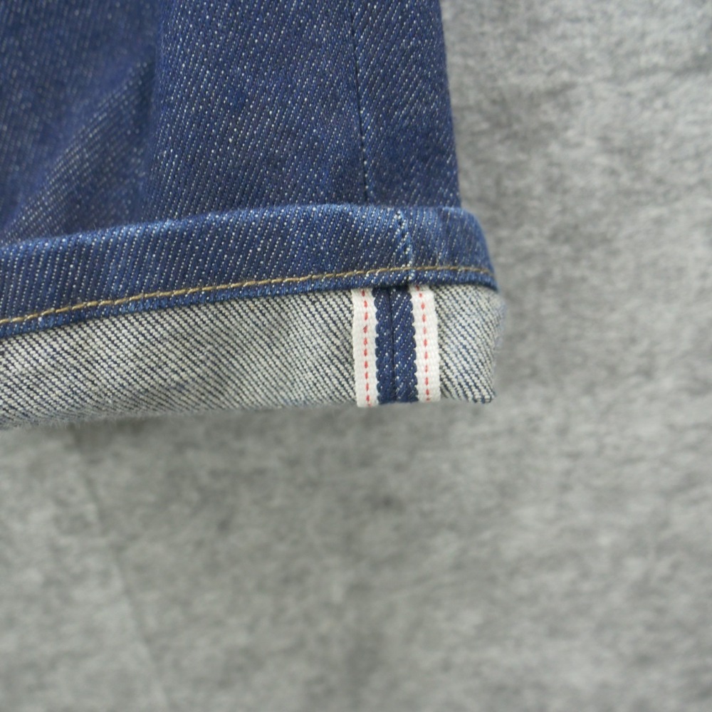 Uniqlo Jeans Mens Blue 33 Straight Leg Selvedge Mid Rise Zip Fly Dark Wash - Picture 6 of 11